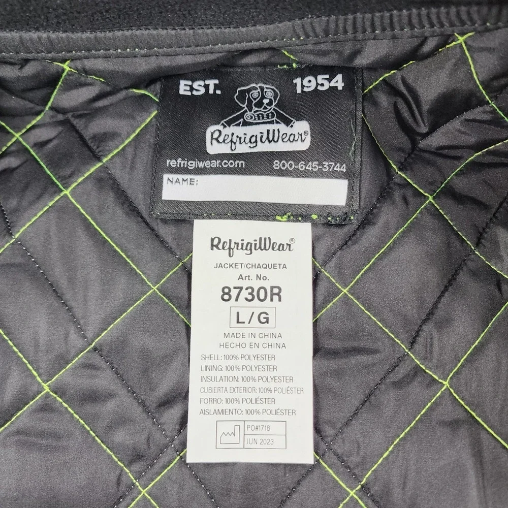 RefrigiWear MENS L HiVis Diamond Quilted Jacket High Visibility Insulated Work